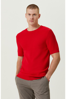 Трикотажный свитер с коротким рукавом в красную полоску Network, красный
