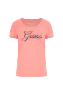 Женская футболка узкого кроя Script Guess, розовый