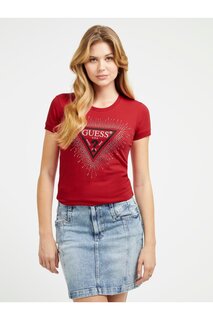 Женская футболка узкого кроя Star Triangle Guess, красный