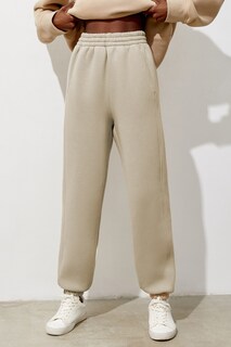 Женские бежевые спортивные штаны комфортного кроя Mg1353 Madmext, белый