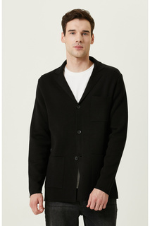 Черная трикотажная куртка с моно воротником и карманами Network, черный