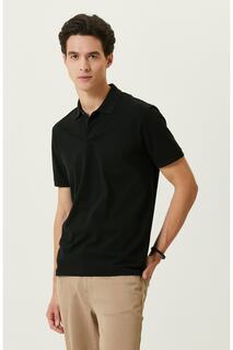 Черная футболка с воротником-поло Network, черный