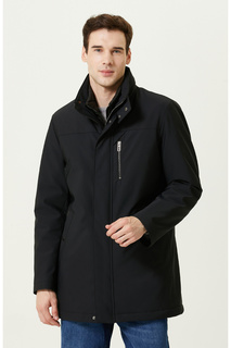 Черное пальто с высоким воротником и боковыми карманами Network, черный