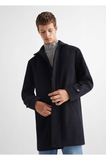 Классическое пальто с воротником Mango, темно-синий
