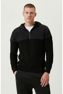 Черный трикотажный свитер N-Tech с капюшоном и воротником Network, черный