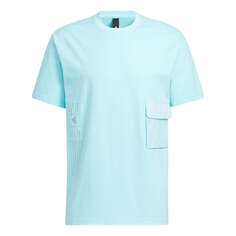 Футболка Men&apos;s adidas TH HVCOT TEE Logo Printing Pocket Round Neck Short Sleeve Blue T-Shirt, синий