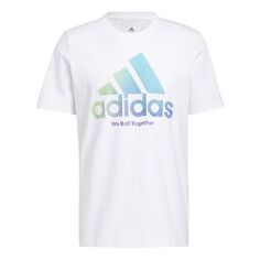 Футболка Men&apos;s adidas Alphabet Large Logo Round Neck Short Sleeve White T-Shirt, белый