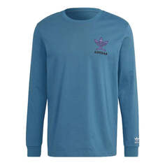 Футболка Men&apos;s adidas originals Logo Printing Pattern Round Neck Pullover Long Sleeves Blue T-Shirt, синий