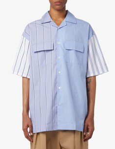 Рубашка свободного кроя в полоску с короткими рукавами JW Anderson, синий