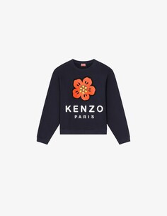 Свитер с круглым вырезом и цветком Kenzo, синий