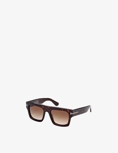 Солнцезащитные очки в квадратной оправе Tom Ford, цвет Avana Scura / Marrone Grad