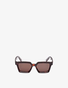 Солнцезащитные очки в квадратной оправе Zegna, цвет Avana/Altro / Marrone