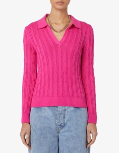 Плетеная рубашка-поло с длинными рукавами Elizabeth Ascot, розовый