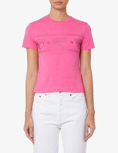 Хлопковая футболка с логотипом Chiara Ferragni, розовый