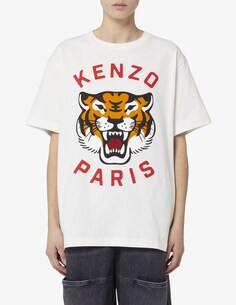 Футболка оверсайз Lucky Tiger Kenzo, белый