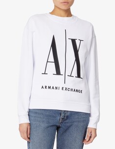 Толстовка с круглым вырезом и логотипом Armani Exchange, белый