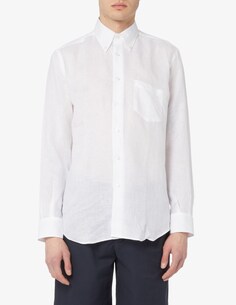Льняная рубашка с карманом Sartoria Italiana, белый