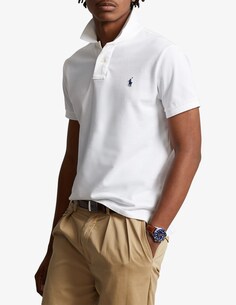Базовая рубашка-поло индивидуального кроя с короткими рукавами из сетки Ralph Lauren, белый