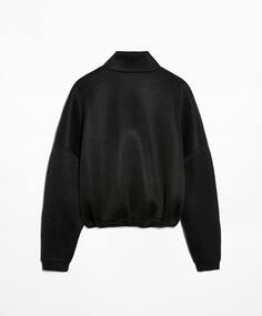 Куртка бомбер Oysho Neoprene Effect Mesh, черный