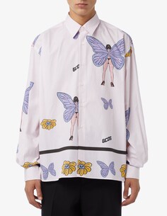 Рубашка в полоску с принтом бабочки GCDS, белый