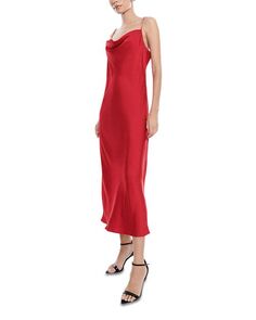 Украшенное платье-комбинация миди BCBGMAXAZRIA, цвет Red