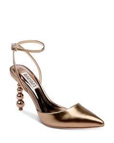 Женские туфли-лодочки на высоком каблуке с ремешком на щиколотке Indie II Badgley Mischka, цвет Gold