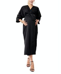 Платье миди с запахом и поясом Amaterasu для беременных и кормящих мам Accouchée, цвет Black