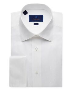 Деловая рубашка с французскими манжетами и плетением Dobby Weave David Donahue, цвет White