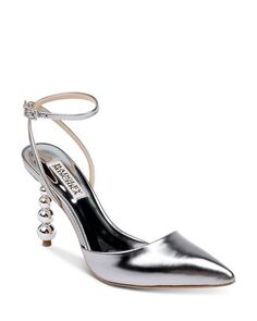 Женские туфли-лодочки на высоком каблуке с ремешком на щиколотке Indie II Badgley Mischka, цвет Silver
