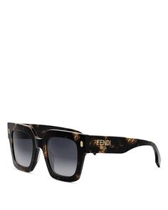 Солнцезащитные очки Roma Square, 50 мм Fendi, цвет Brown