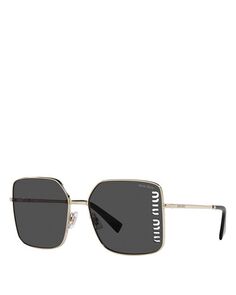 Квадратные солнцезащитные очки, 60 мм Miu Miu, цвет Gray