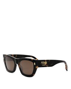 Прямоугольные солнцезащитные очки Roma, 53 мм Fendi, цвет Brown