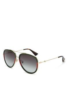 Солнцезащитные очки-авиаторы с перемычкой для бровей, 57 мм Gucci, цвет Gold