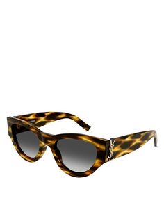 Солнцезащитные очки «кошачий глаз» с монограммой, 53 мм Saint Laurent, цвет Brown