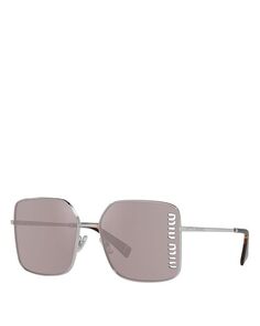 Квадратные солнцезащитные очки, 60 мм Miu Miu, цвет Silver