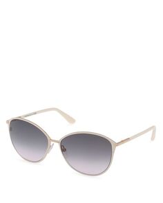 Круглые солнцезащитные очки, 59 мм Tom Ford, цвет Ivory/Cream