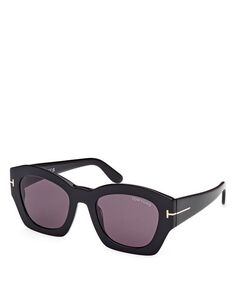 Солнцезащитные очки с геометрическим рисунком, 52 мм Tom Ford, цвет Black