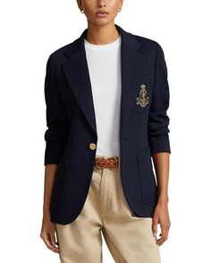 Блейзер с украшением в виде герба Ralph Lauren, цвет Blue