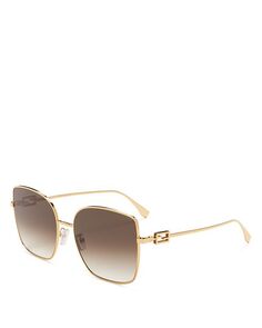 Квадратные солнцезащитные очки Baguette, 59 мм Fendi, цвет Gold