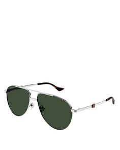 Солнцезащитные очки-пилоты, 59 мм Gucci, цвет Gray