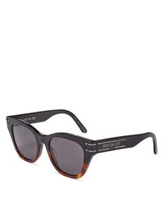 Круглые солнцезащитные очки DiorSignature B4I, 52 мм DIOR, цвет Black