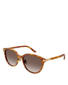 Круглые солнцезащитные очки, 55 мм Gucci, цвет Brown