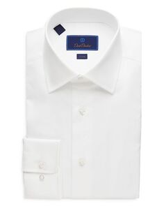 Классическая рубашка с отделкой из супертонкого твила David Donahue, цвет White