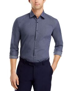 Классическая рубашка узкого кроя с принтом Kenno HUGO, цвет Blue