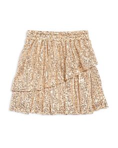 Асимметричная многоярусная юбка с пайетками для девочек, Little Kid, Big Kid AQUA, цвет Gold