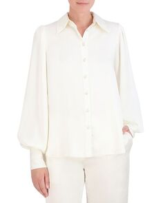 Тканый топ на пуговицах BCBGMAXAZRIA, цвет White