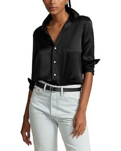 Шелковая рубашка с длинным рукавом Ralph Lauren Ralph Lauren, цвет Black