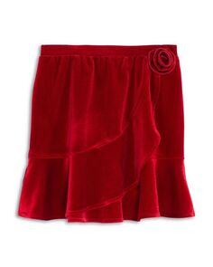 Бархатная юбка с розеткой для девочек, для больших детей AQUA, цвет Red