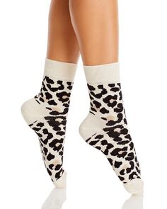 Носки с леопардовым принтом Half Crew Happy Socks, цвет Tan/Beige