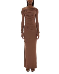 Платье с открытыми плечами Helmut Lang, цвет Brown